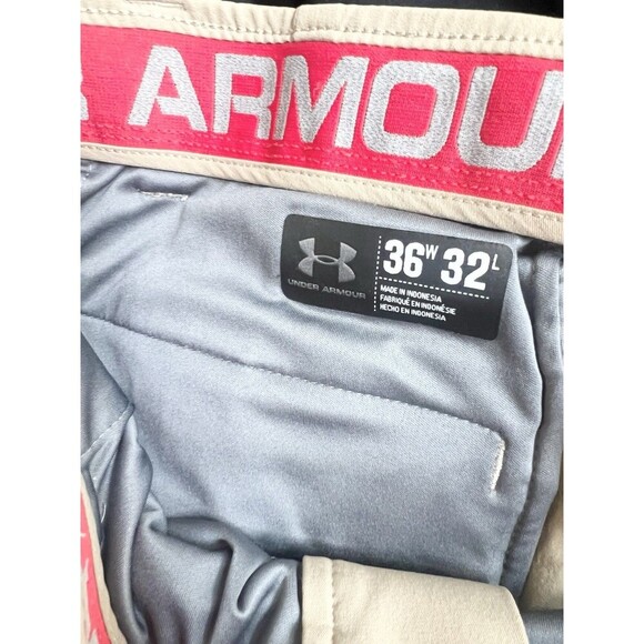 Under Armour Performance Golf Pants Mens 36x32 Chino Beige Travel Classic - Picture 10 of 10